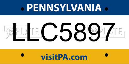 LLC5897 Pennsylvania License Plate