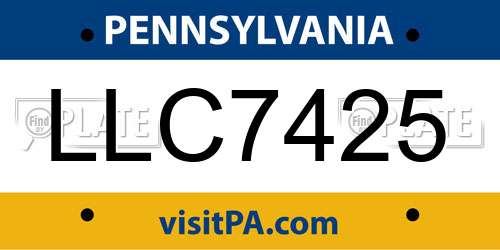 LLC7425 Pennsylvania License Plate