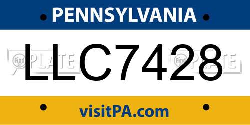 LLC7428 Pennsylvania License Plate