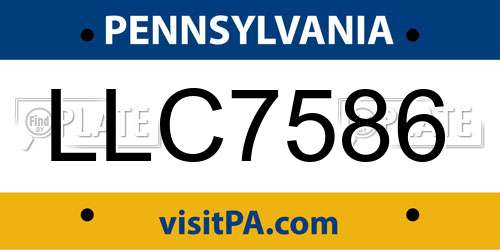 LLC7586 Pennsylvania License Plate