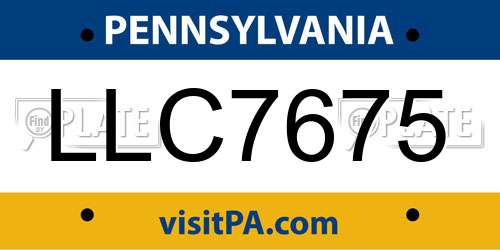 LLC7675 Pennsylvania License Plate