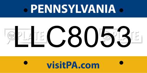 LLC8053 Pennsylvania License Plate