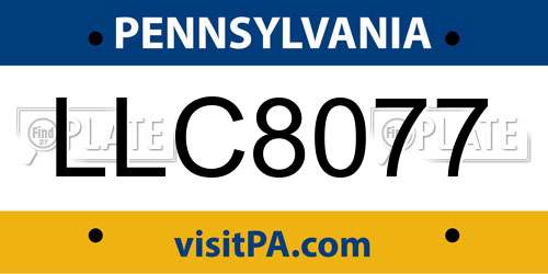 LLC8077 Pennsylvania License Plate