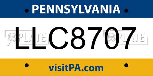 LLC8707 Pennsylvania License Plate