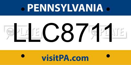 LLC8711 Pennsylvania License Plate
