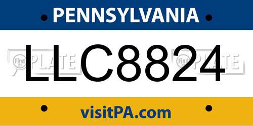 LLC8824 Pennsylvania License Plate