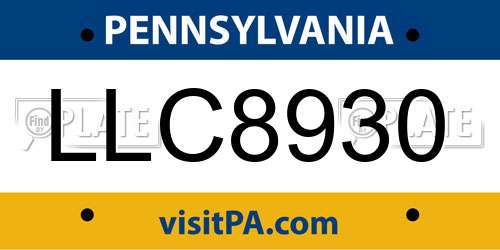 LLC8930 Pennsylvania License Plate