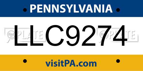 LLC9274 Pennsylvania License Plate
