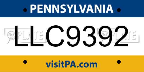 LLC9392 Pennsylvania License Plate
