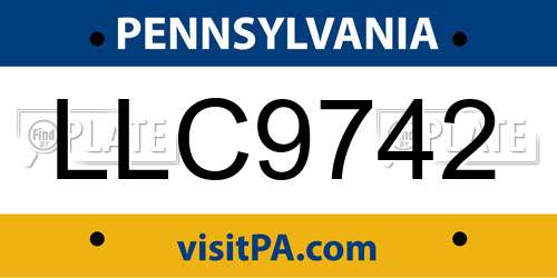 LLC9742 Pennsylvania License Plate