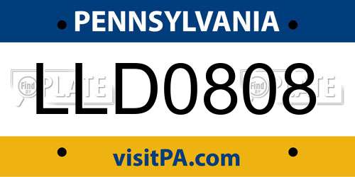 LLD0808 Pennsylvania License Plate