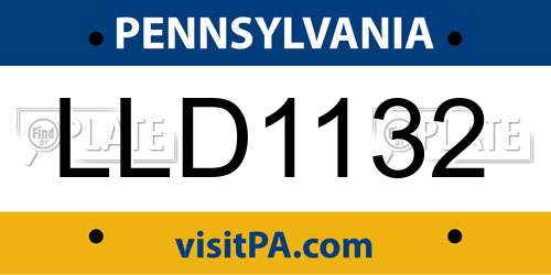 LLD1132 Pennsylvania License Plate
