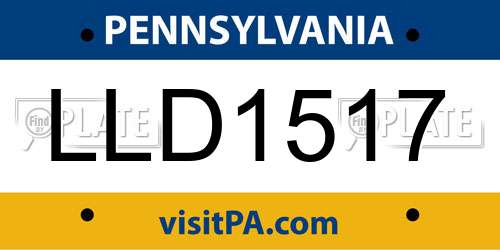 LLD1517 Pennsylvania License Plate