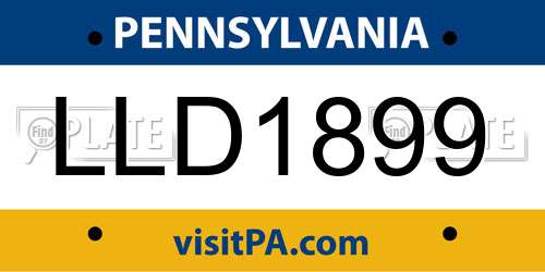LLD1899 Pennsylvania License Plate