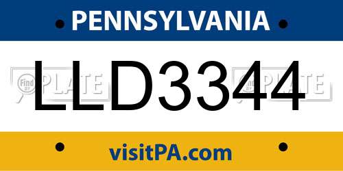 LLD3344 Pennsylvania License Plate