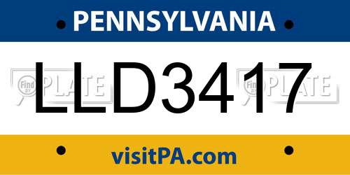 LLD3417 Pennsylvania License Plate