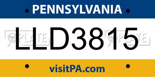 LLD3815 Pennsylvania License Plate