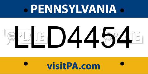 LLD4454 Pennsylvania License Plate