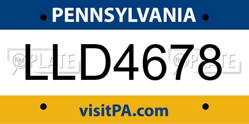LLD4678 Pennsylvania License Plate