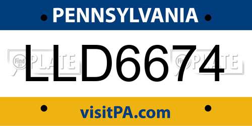 LLD6674 Pennsylvania License Plate