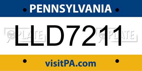 LLD7211 Pennsylvania License Plate