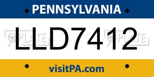 LLD7412 Pennsylvania License Plate