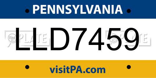 LLD7459 Pennsylvania License Plate