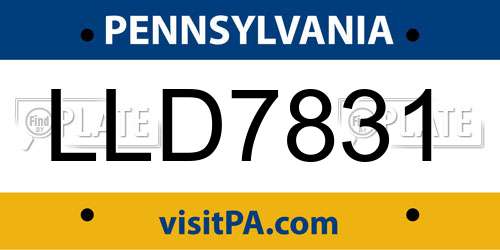 LLD7831 Pennsylvania License Plate