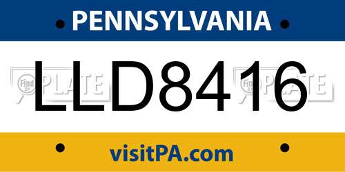 LLD8416 Pennsylvania License Plate
