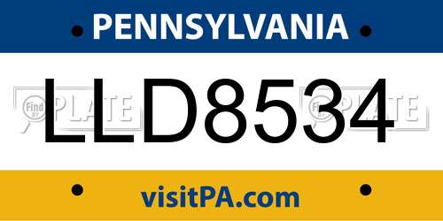 LLD8534 Pennsylvania License Plate