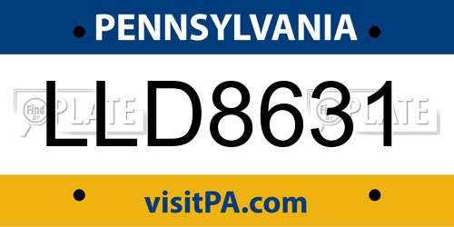 LLD8631 Pennsylvania License Plate