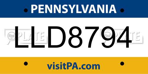 LLD8794 Pennsylvania License Plate