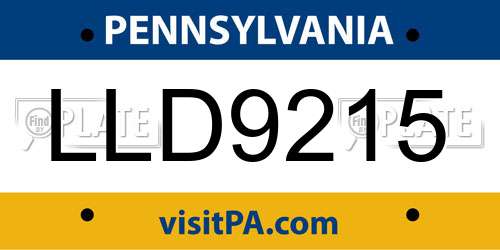 LLD9215 Pennsylvania License Plate