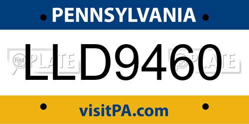 LLD9460 Pennsylvania License Plate
