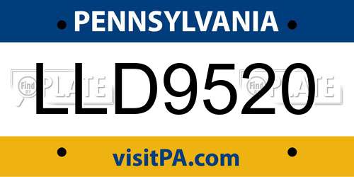 LLD9520 Pennsylvania License Plate
