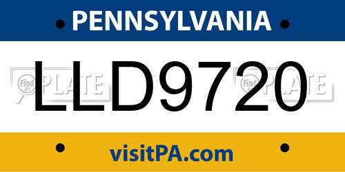 LLD9720 Pennsylvania License Plate