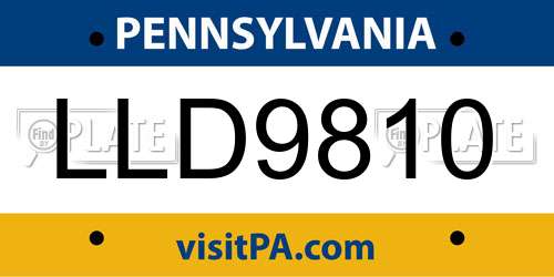 LLD9810 Pennsylvania License Plate