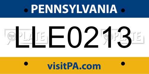 LLE0213 Pennsylvania License Plate