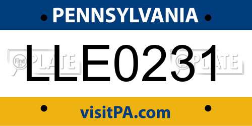 LLE0231 Pennsylvania License Plate