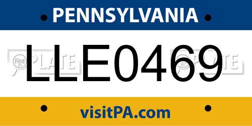 LLE0469 Pennsylvania License Plate
