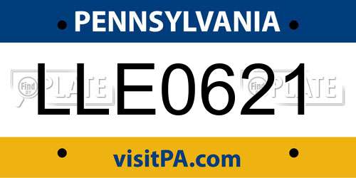 LLE0621 Pennsylvania License Plate