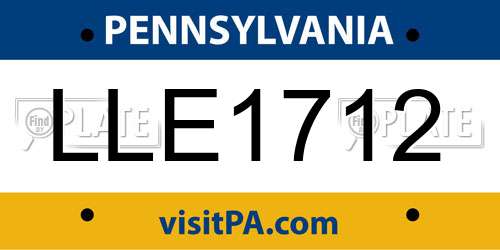 LLE1712 Pennsylvania License Plate