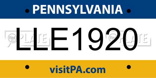 LLE1920 Pennsylvania License Plate