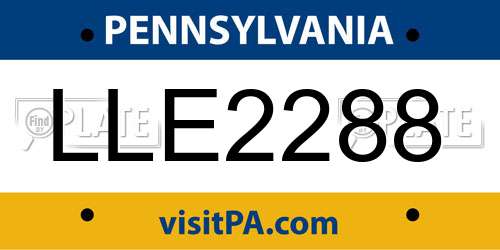 LLE2288 Pennsylvania License Plate