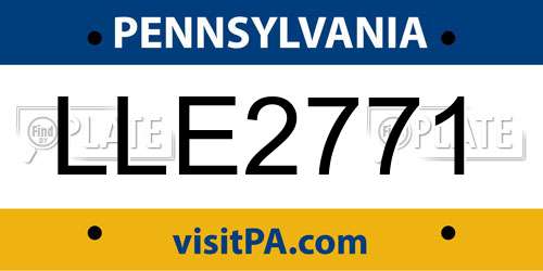 LLE2771 Pennsylvania License Plate