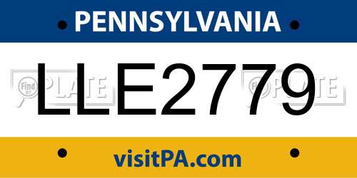 LLE2779 Pennsylvania License Plate