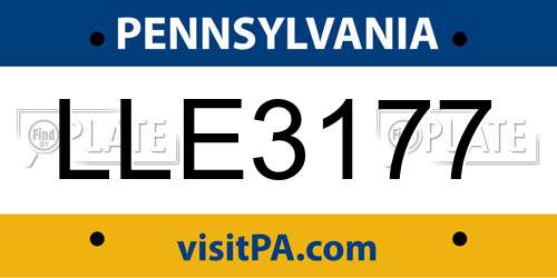 LLE3177 Pennsylvania License Plate