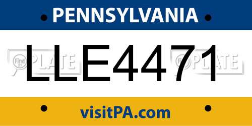 LLE4471 Pennsylvania License Plate
