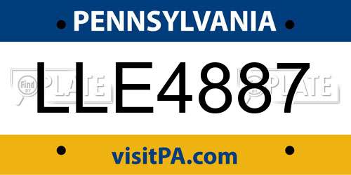 LLE4887 Pennsylvania License Plate