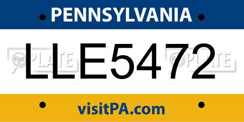 LLE5472 Pennsylvania License Plate